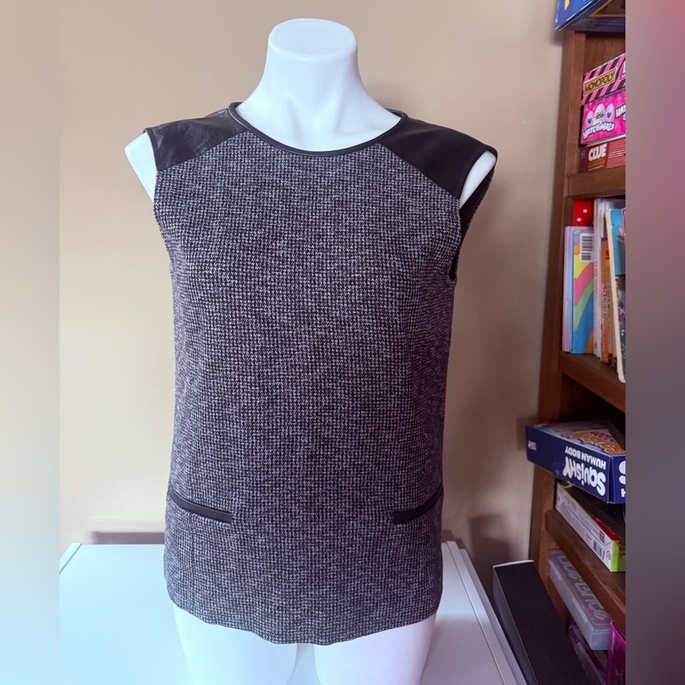 Theory Black Top with Leather Details